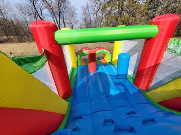 Rainbow Obstacle Course inside view II Bounce house rental