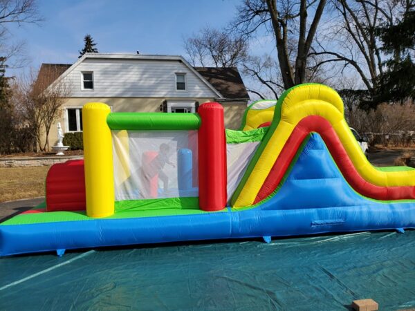 Rainbow Obstacle Course side view II Bounce house rental