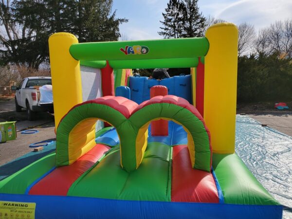 Rainbow Obstacle Course Front view II Bounce house rental